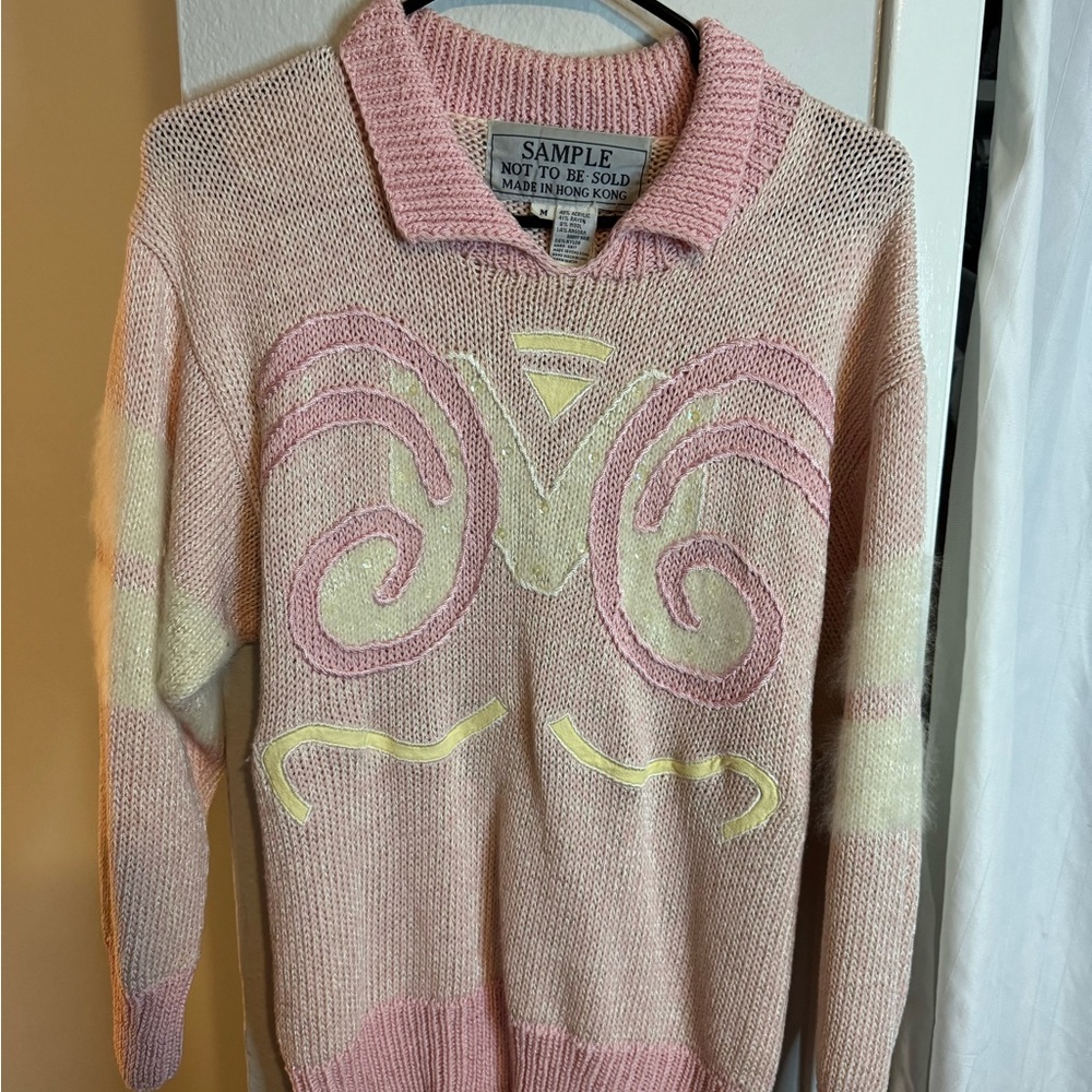 Vintage Women's Pink Angora Wool Sweater